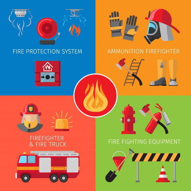 626x626 Firefighting Inventory And Fire Rescue Concepts Vector Premium