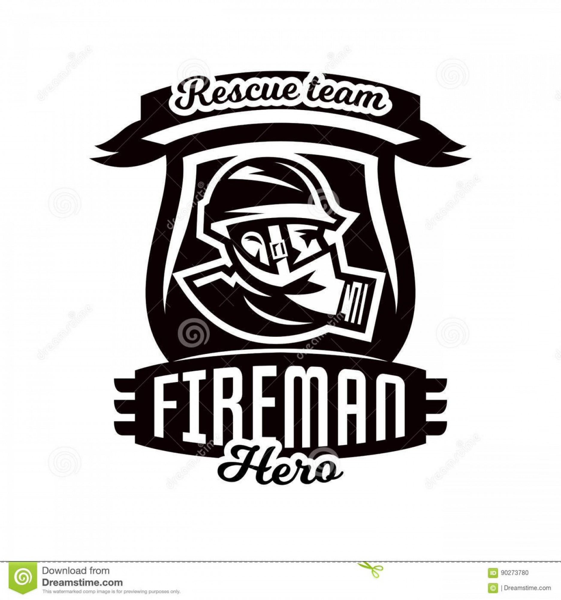 1872x2001 Stock Illustration Monochrome Logo Emblem Fireman Gas Mask Rescue
