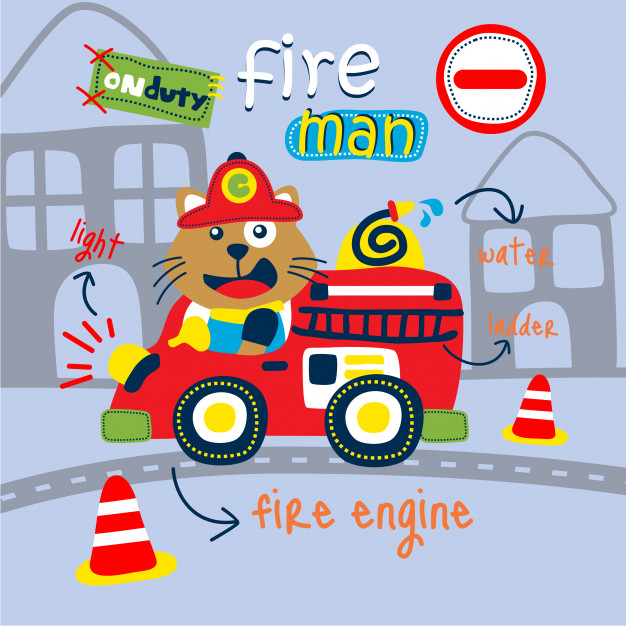626x626 Cat The Fire Rescue Funny Cartoon Vector Premium Download