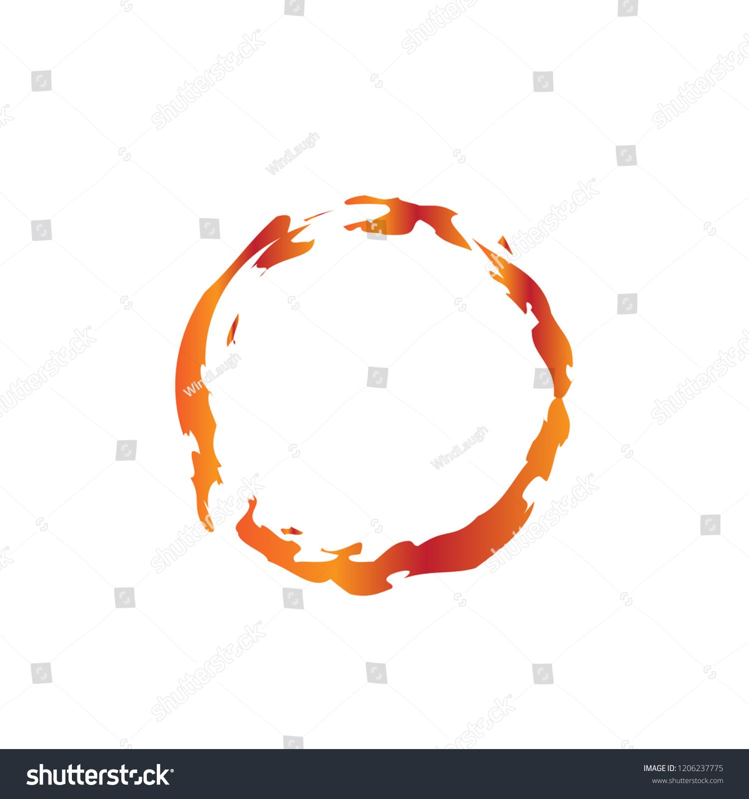 1500x1600 Fire Circle Vector Illustration Brush Painted Fireball Isolated