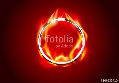 500x348 Abstract Chrome Metal Fire Ring Hot Red Background Round Vector
