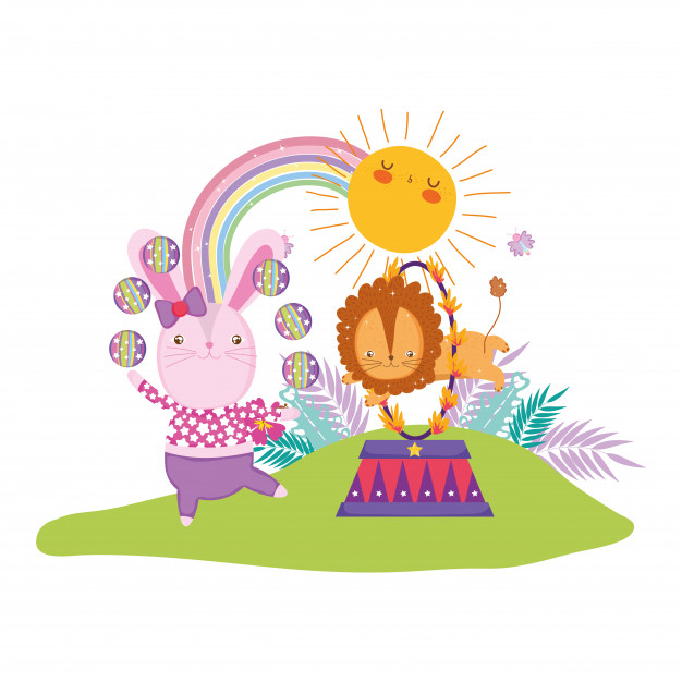 626x626 Cute Lion Circus Jumping Fire Ring Vector Premium Download