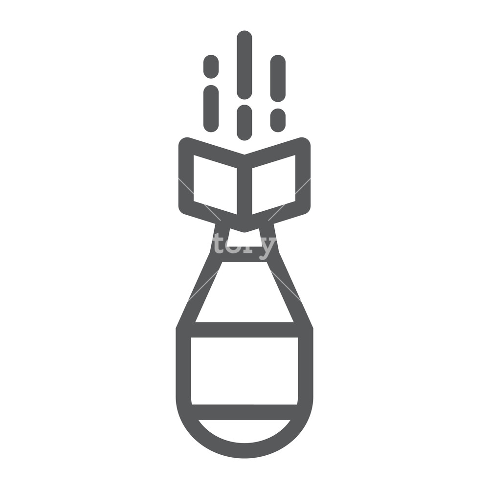 1000x1000 Nuclear Bomb Line Icon, Weapon And Military, Air Bomb Sign, Vector