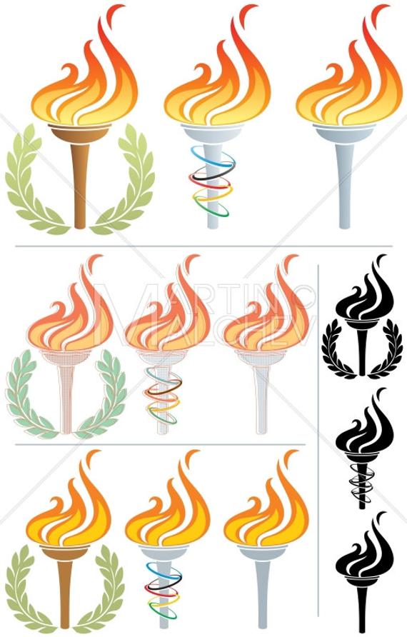570x892 Flaming Torch Vector Illustration Flame Fire Symbol Etsy