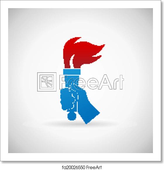 561x581 Free Art Print Of Victory Flame Symbol Hand Hold Fire Torch Icon