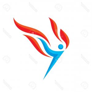 300x300 Running Man With Torch Flame Icon Vector Illustration Gm Lamaison