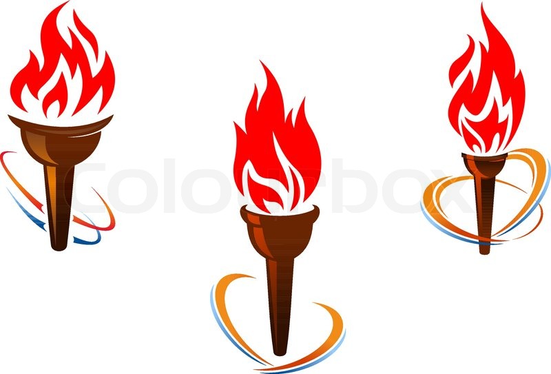 800x543 Three Torches With Fire Flames Stock Vector Colourbox