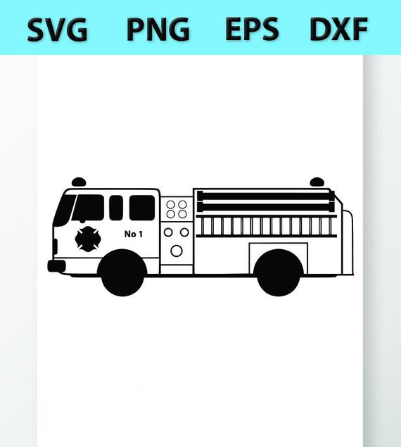 570x635 Fire Truck Vector Images Silhouette Clipart Cutting Etsy
