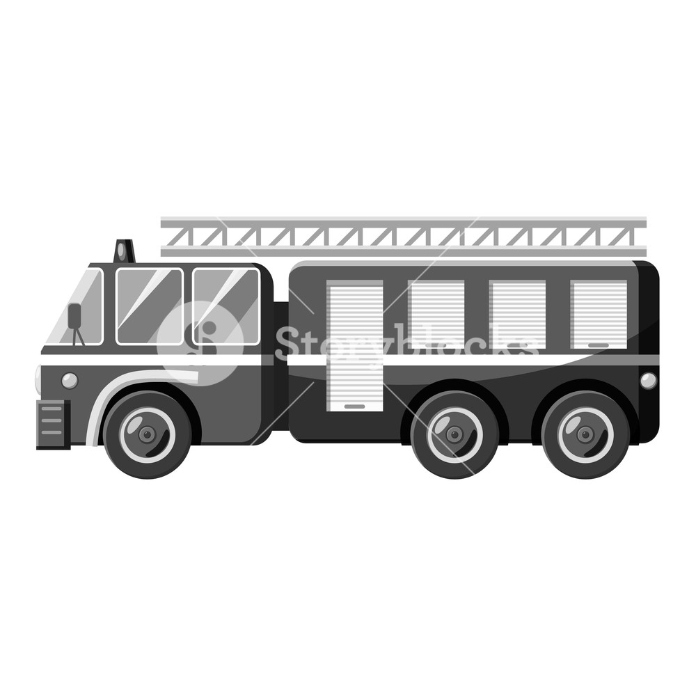 1000x1000 Fire Truck Icon Gray Monochrome Illustration Of Fire Truck Vector