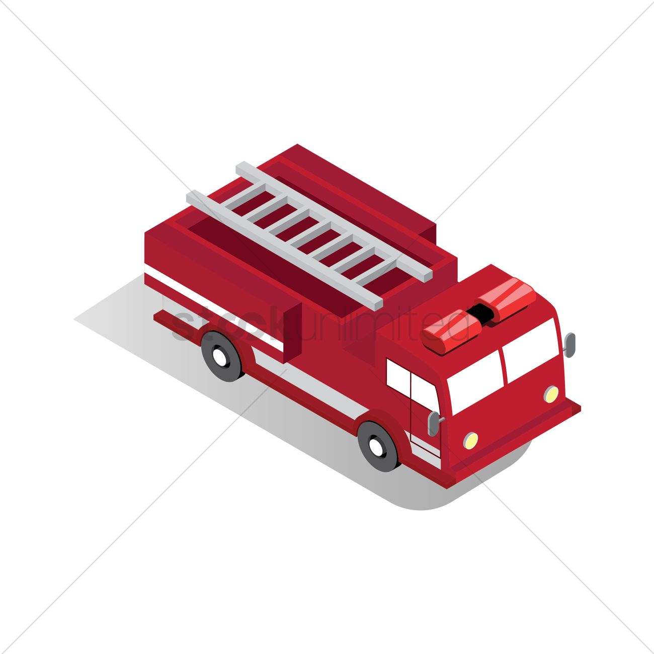 1300x1300 Isometric Fire Truck Vector Image