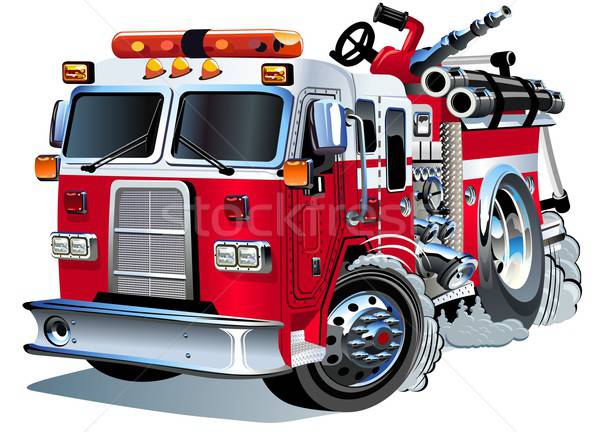 600x432 Cartoon Fire Truck Vector Illustration Mechanik