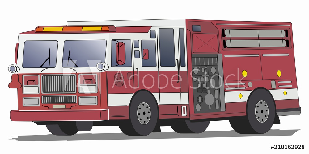 1000x500 Photo Art Print Illustration Of A Fire Truck, Vector Draw