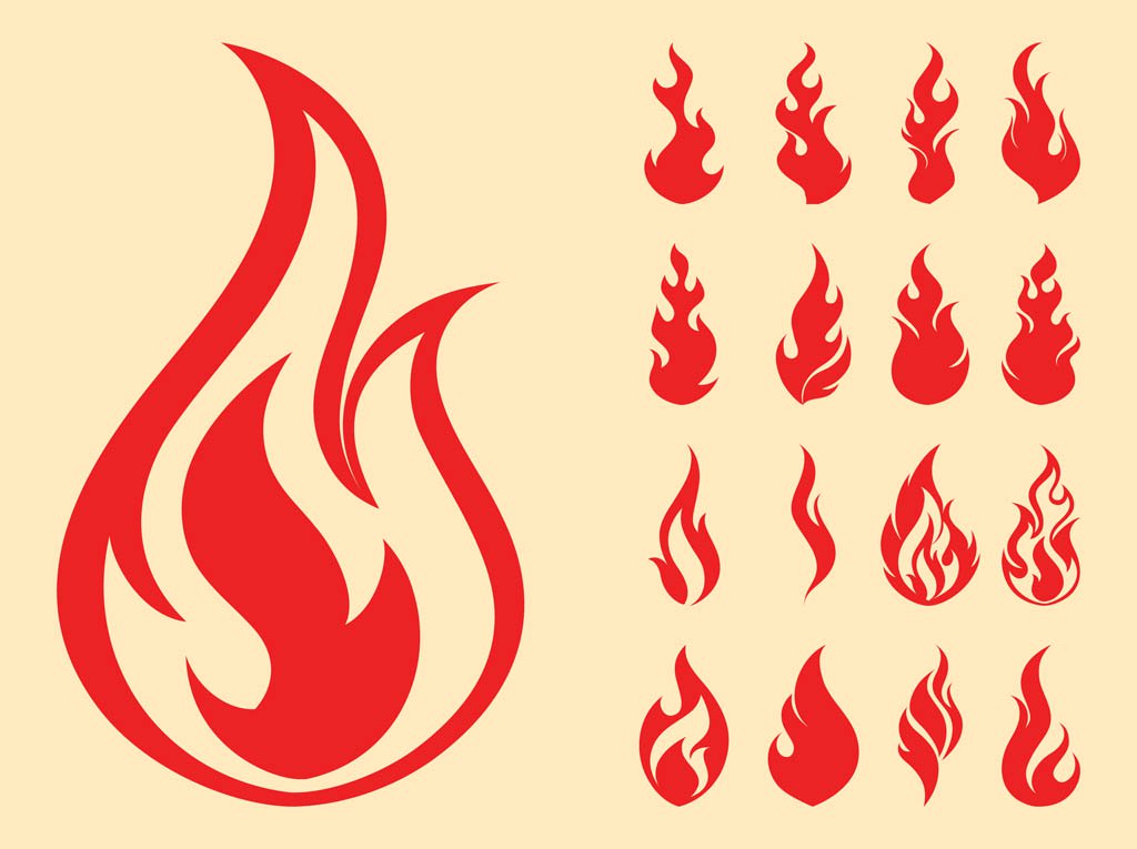 1024x765 Fire Symbols Set Vector Art Graphics