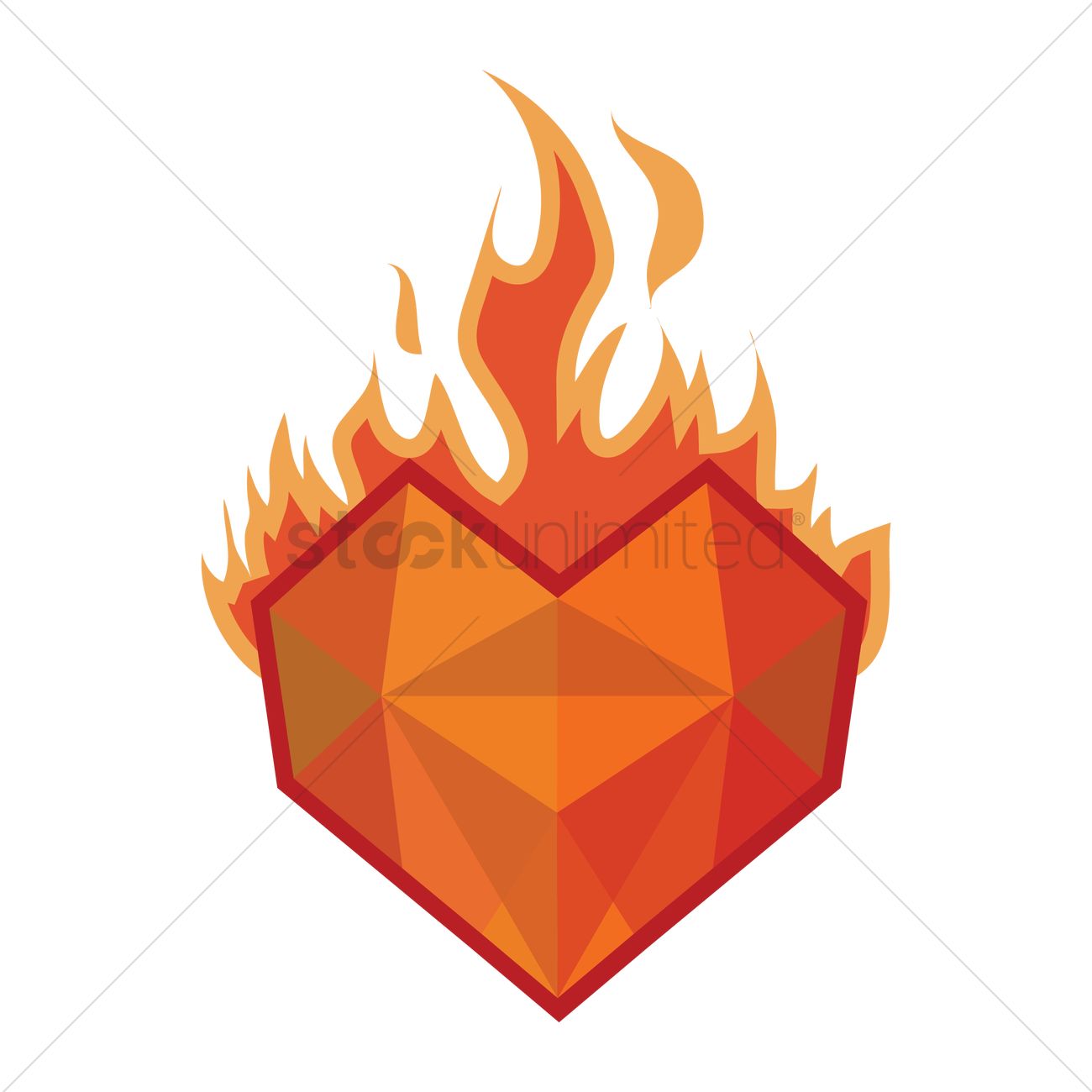 1300x1300 Heart On Fire Vector Image