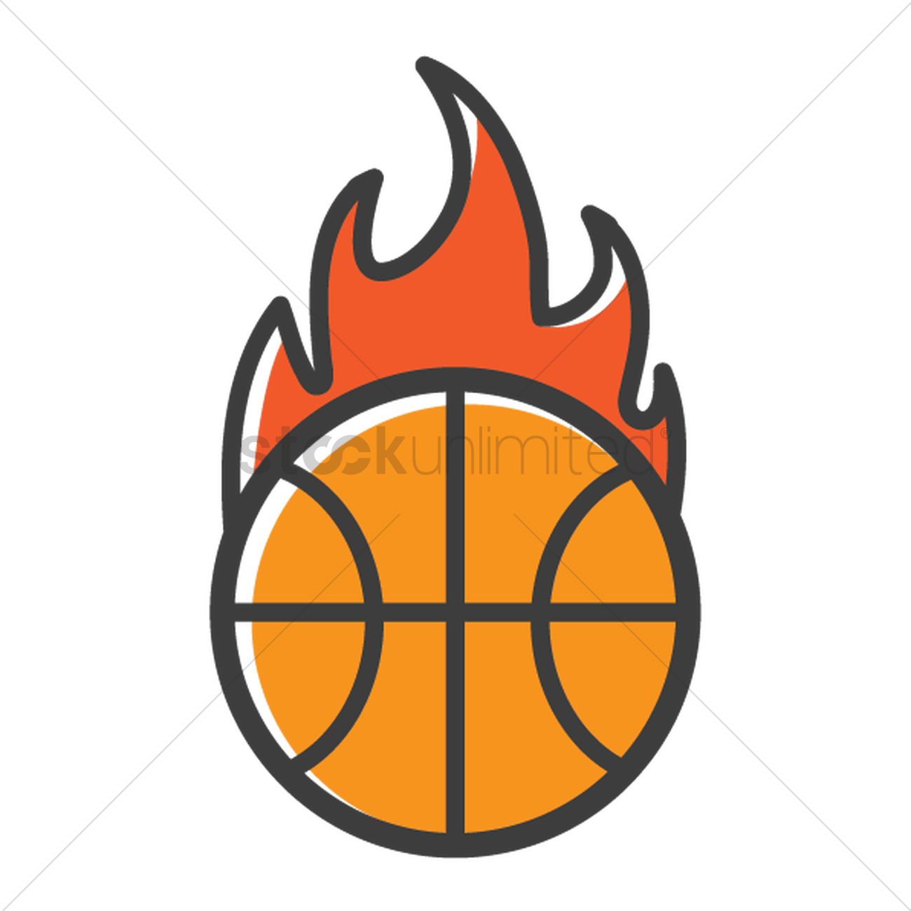 1300x1300 Basketball Fireball Vector Image