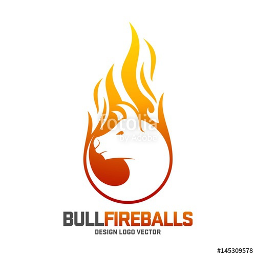 500x500 Bull Logo, Fireball Angry Bull Design Logo Template Stock Image