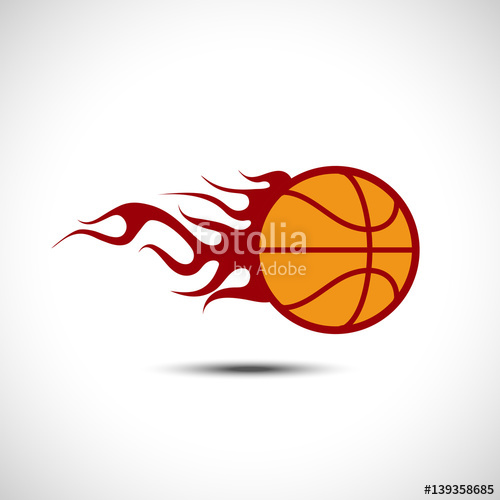 500x500 Color Basketball On Fire Logo Fireball Icon Vector Illustration