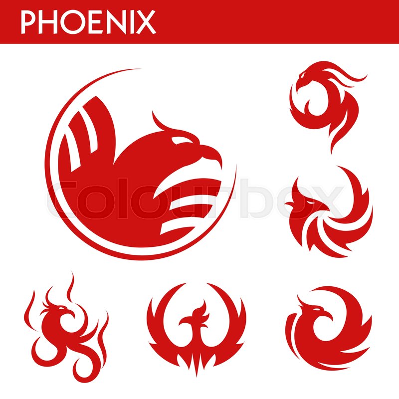 Phoenix Bird Red Logo Templates Set Stock Vector Colourbox 800x800 Phoenix Bird Red Logo Templates Set Stock Vector Colourbox