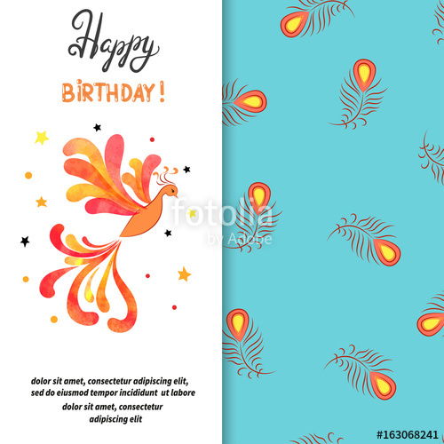 Happy Birthday Card Design With Firebird Vector Illustration 500x500 Happy Birthday Card Design With Firebird Vector Illustration