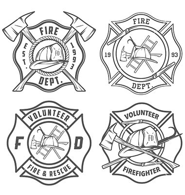 380x400 Set Of Fire Department Emblems And Badges Vector Red Hot! Fire