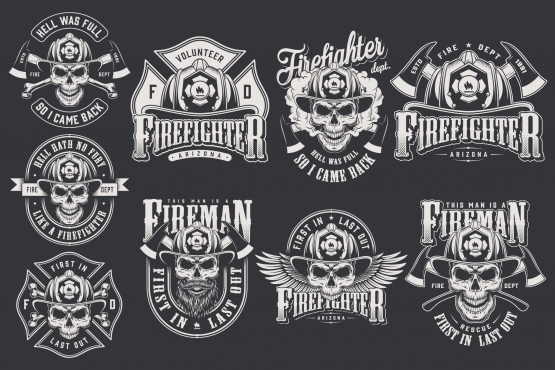 555x370 Vintage Firefighter Designs Set