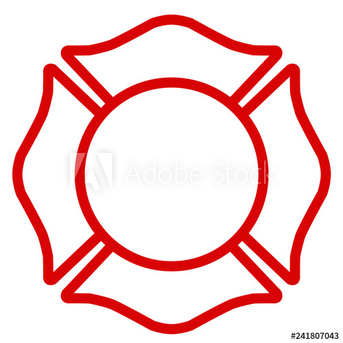 500x500 Firefighter Emblem St Florian Maltese Cross White With Red Outline