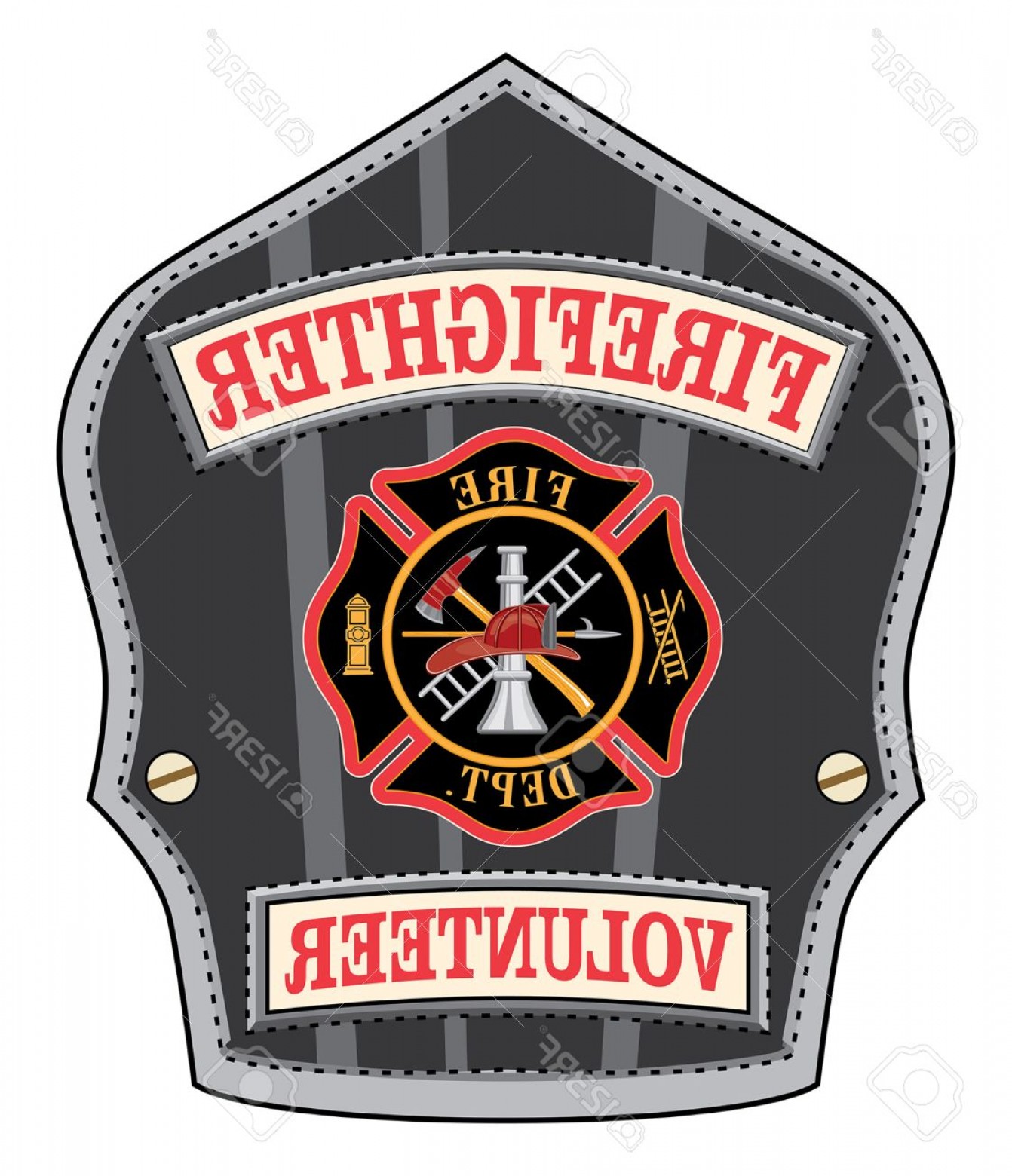 1342x1560 Photostock Vector Firefighter Volunteer Badge Is An Illustration