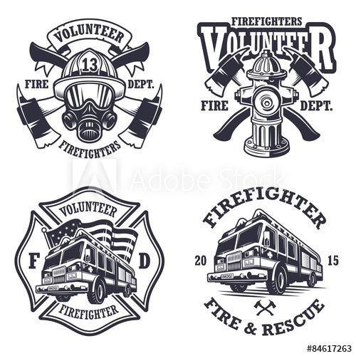 500x500 Set Of Firefighter Emblems Fd General Firefighter, Firefighter