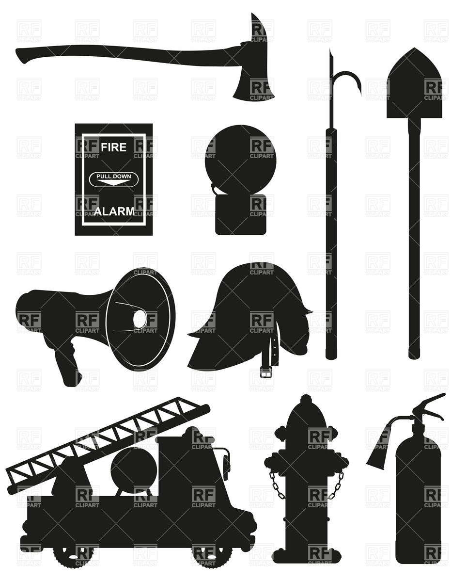 933x1200 Set Of Firefighting Equipment Vector Image Of Icons And Emblems