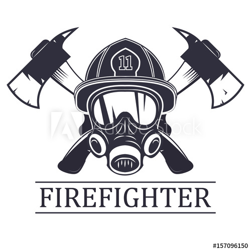 500x500 Firefighter Emblem, Icon, Logo Fire Mask Firefighter And Two