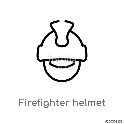 500x500 Outline Firefighter Helmet Vector Icon Isolated Black Simple Line