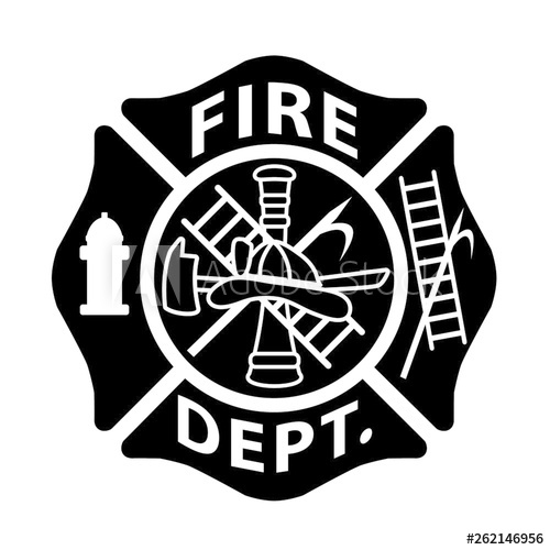 500x500 Fire Department Emblem St Florian Maltese Cross Black With White