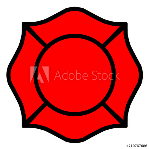500x500 Firefighter Emblem St Florian Maltese Cross Black Outline