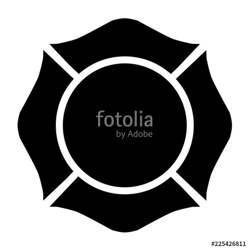 500x500 Firefighter Emblem St Florian Maltese Cross Black And White Stock