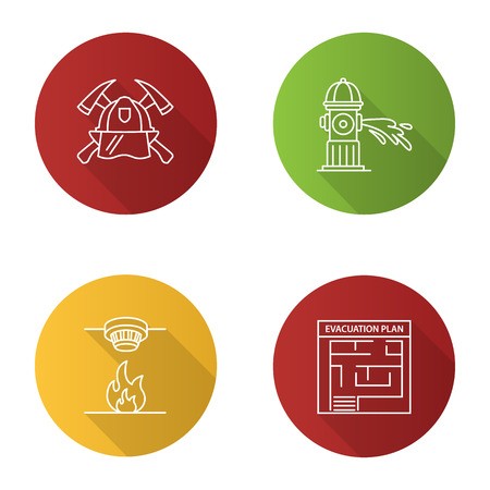 450x450 Firefighting Flat Linear Long Shadow Icons Set Fire Hydrant