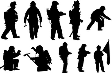 Firefighter Silhouette Vector at Vectorified.com | Collection of ...