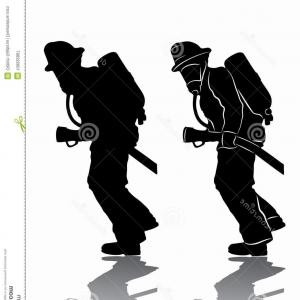 300x300 Silhouette Fireman Vector Draw Silhouette Fireman Fire Hose Black