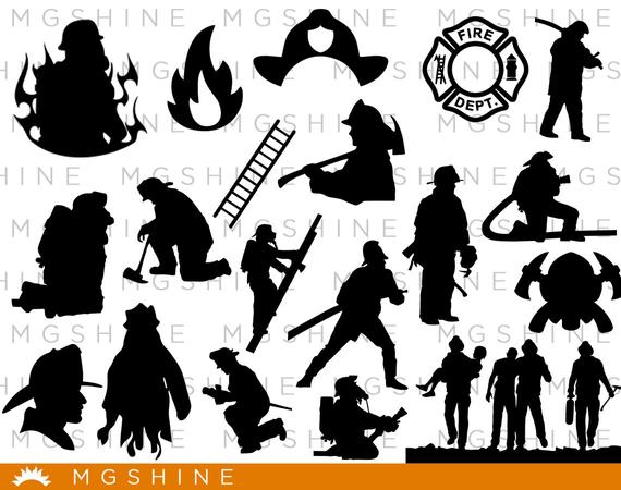 570x450 Firefighter Cutting For Cricut And Silhouette Cameo Etsy