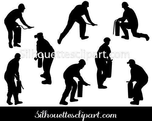 500x400 Firefighter Silhouette Vector People Vector Graphics