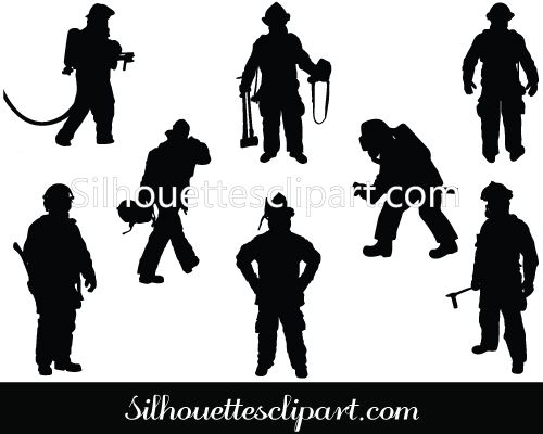 500x400 Firefighter Silhouette Vector Watercolor Silhouette Vector