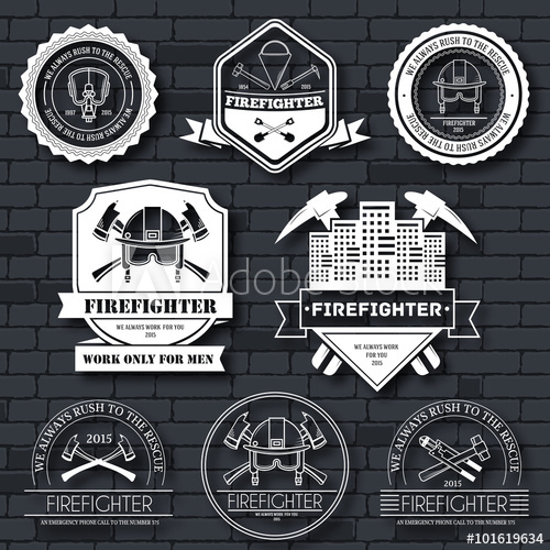 500x500 Firefighter Label Template Of Emblem Element For Your Product