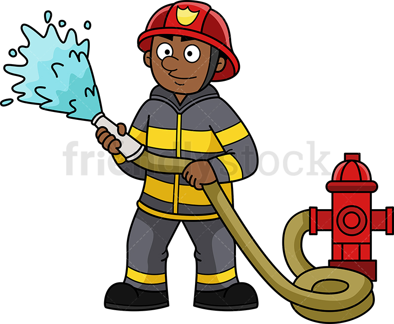 798x657 Black Firefighter Cartoon Clipart Vector
