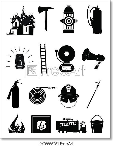 450x580 Free Art Print Of Firefighter Icons Set Firefighter Vector Icons