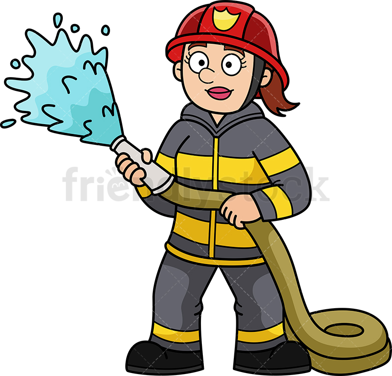 798x766 Female Firefighter Cartoon Clipart Vector
