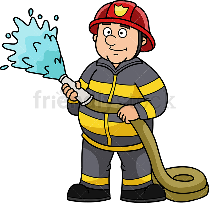798x774 Chubby Firefighter Cartoon Clipart Vector