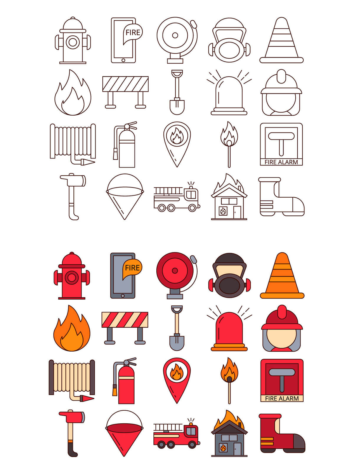 1200x1600 Free Firefighter Vector Icon Set