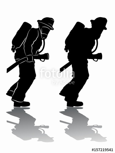 375x500 Silhouette Of A Fireman, Vector Draw Stock Image And Royalty Free