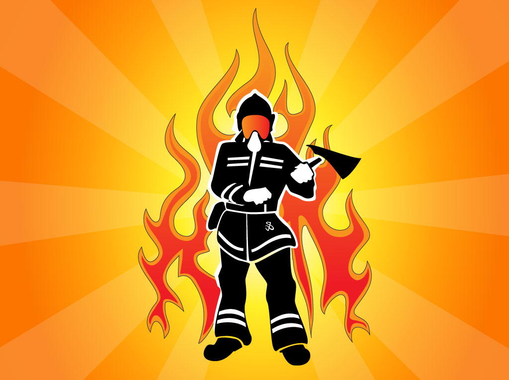 1024x765 Firefighter Flame Graphic Vector Art Graphics