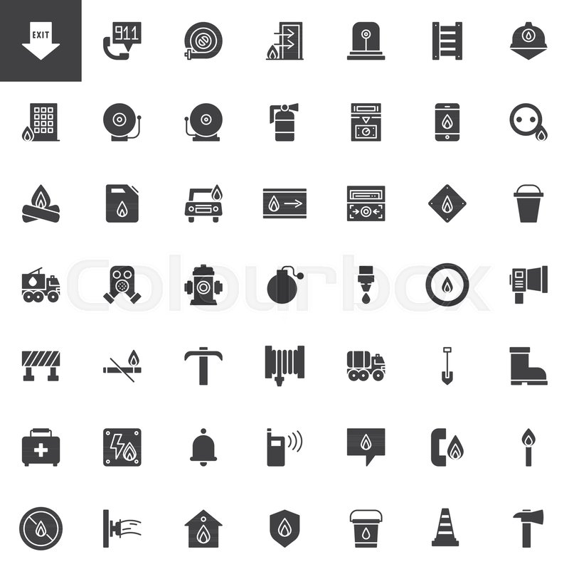 800x800 Fire Department Vector Icons Set, Stock Vector Colourbox