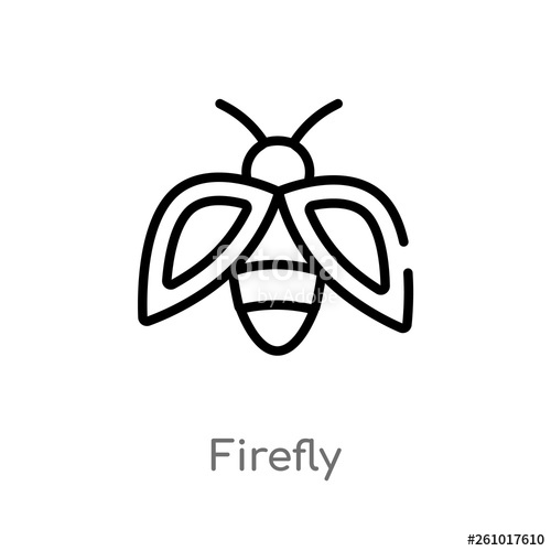 500x500 Outline Firefly Vector Icon Isolated Black Simple Line Element